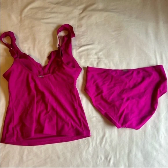 DKNY Magenta Tankini Swim Set – Size Medium (NWOT) - Picture 3 of 8